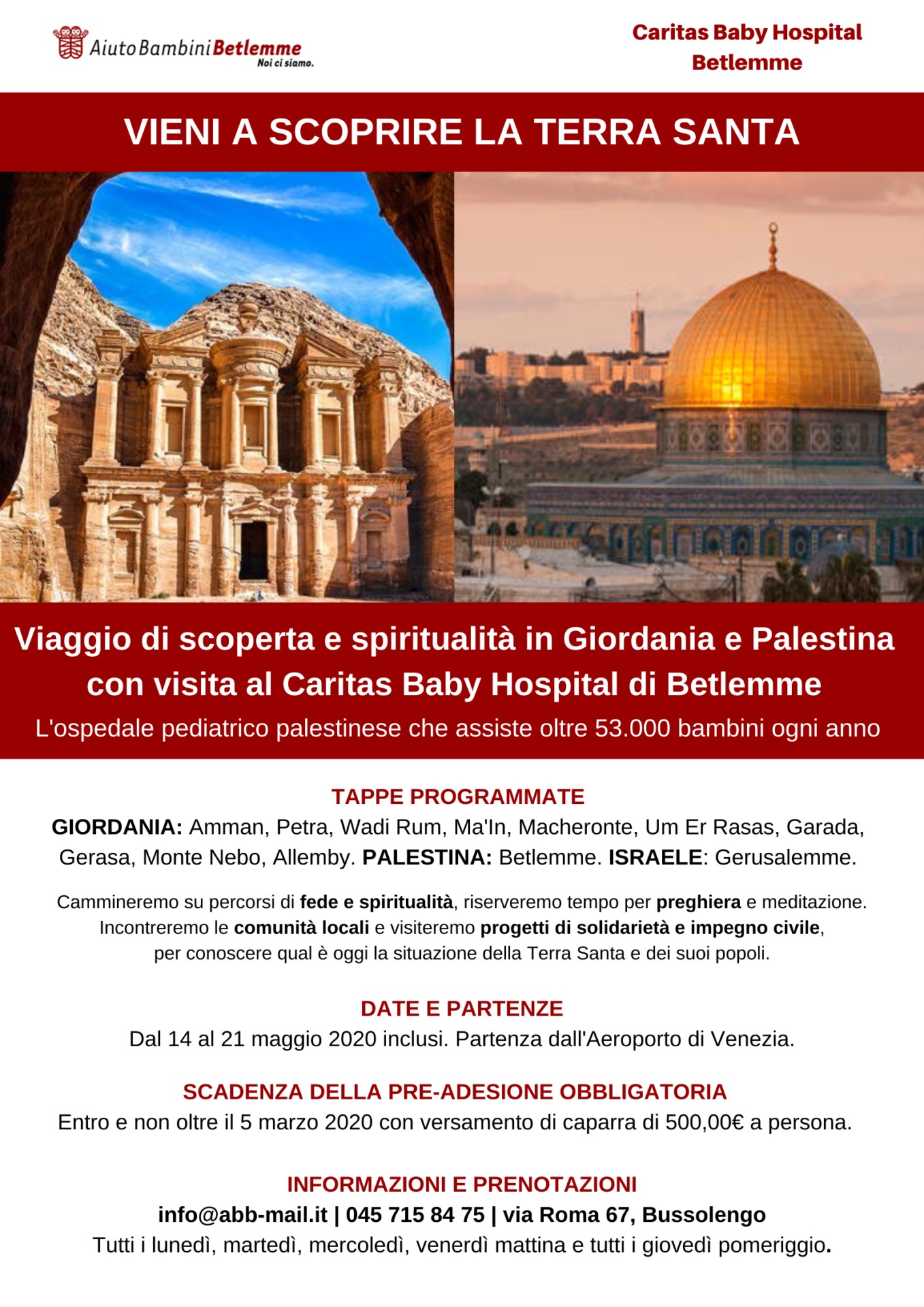  Maggio 2020 viaggio CBH Giordania Palestina Gerusalemme