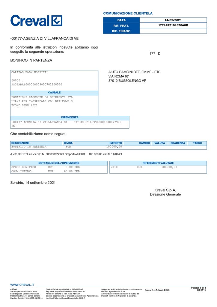 Secondo trasferimento al Caritas baby Hospital