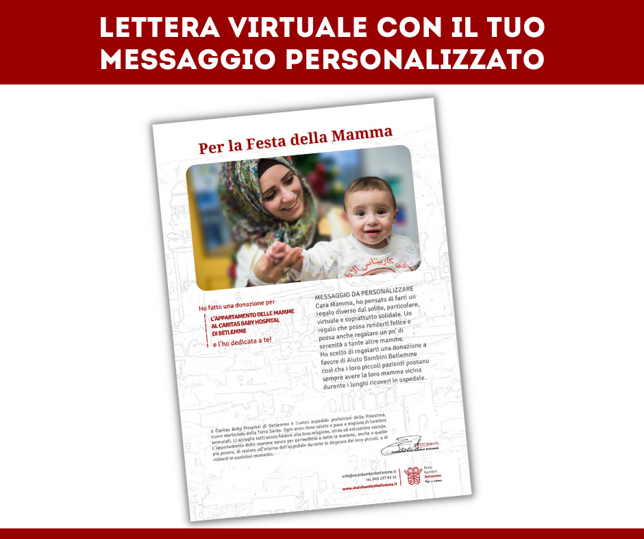 lettera festa della mamma aiuto bambini betlemme